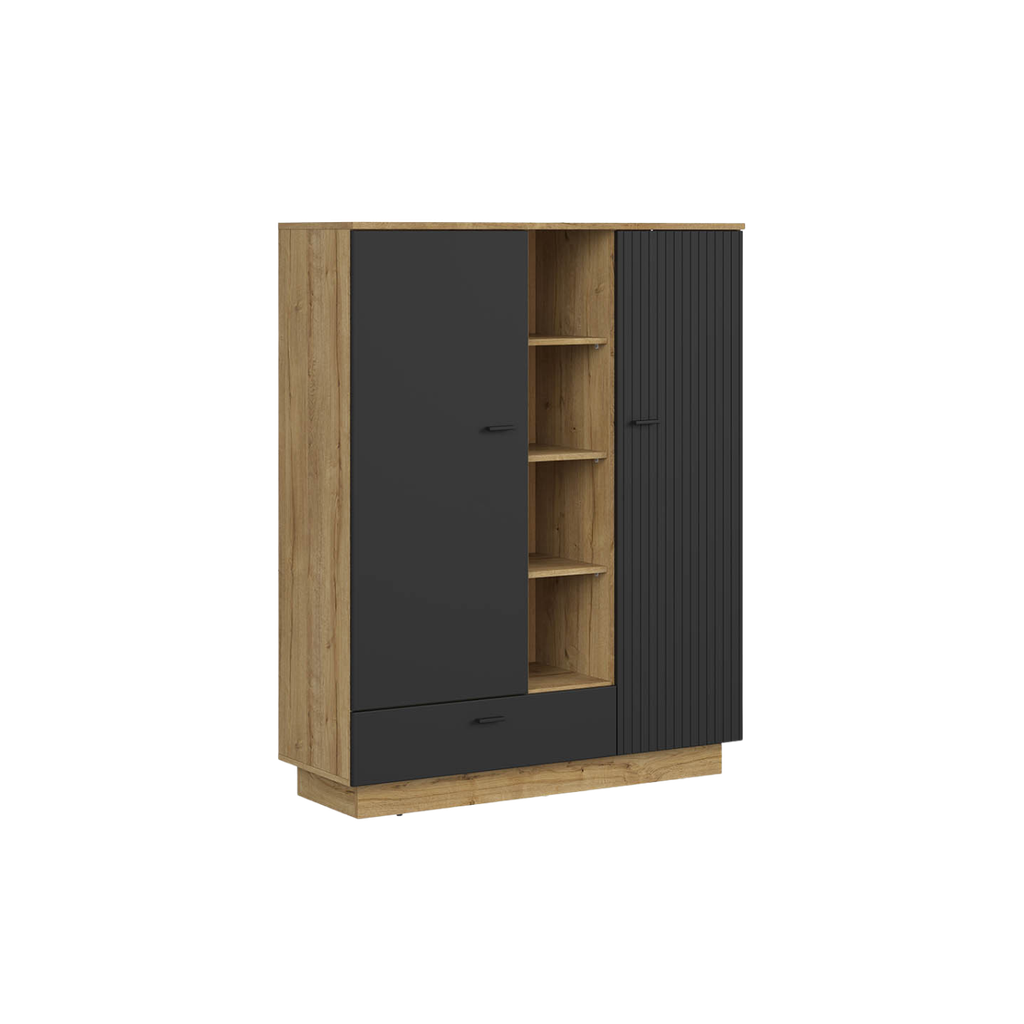 Zenda Bookcase 117 cm with 2 doors, drawer and 4 shelves