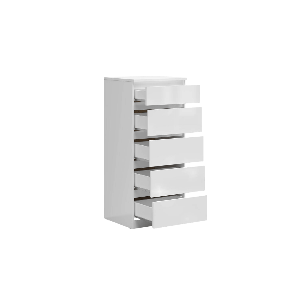 Tetrix chest of drawers 50 cm with 5 drawers, white gloss