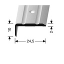 PF 236 polished aluminium angle profiles with countersunk holes, one side fluted