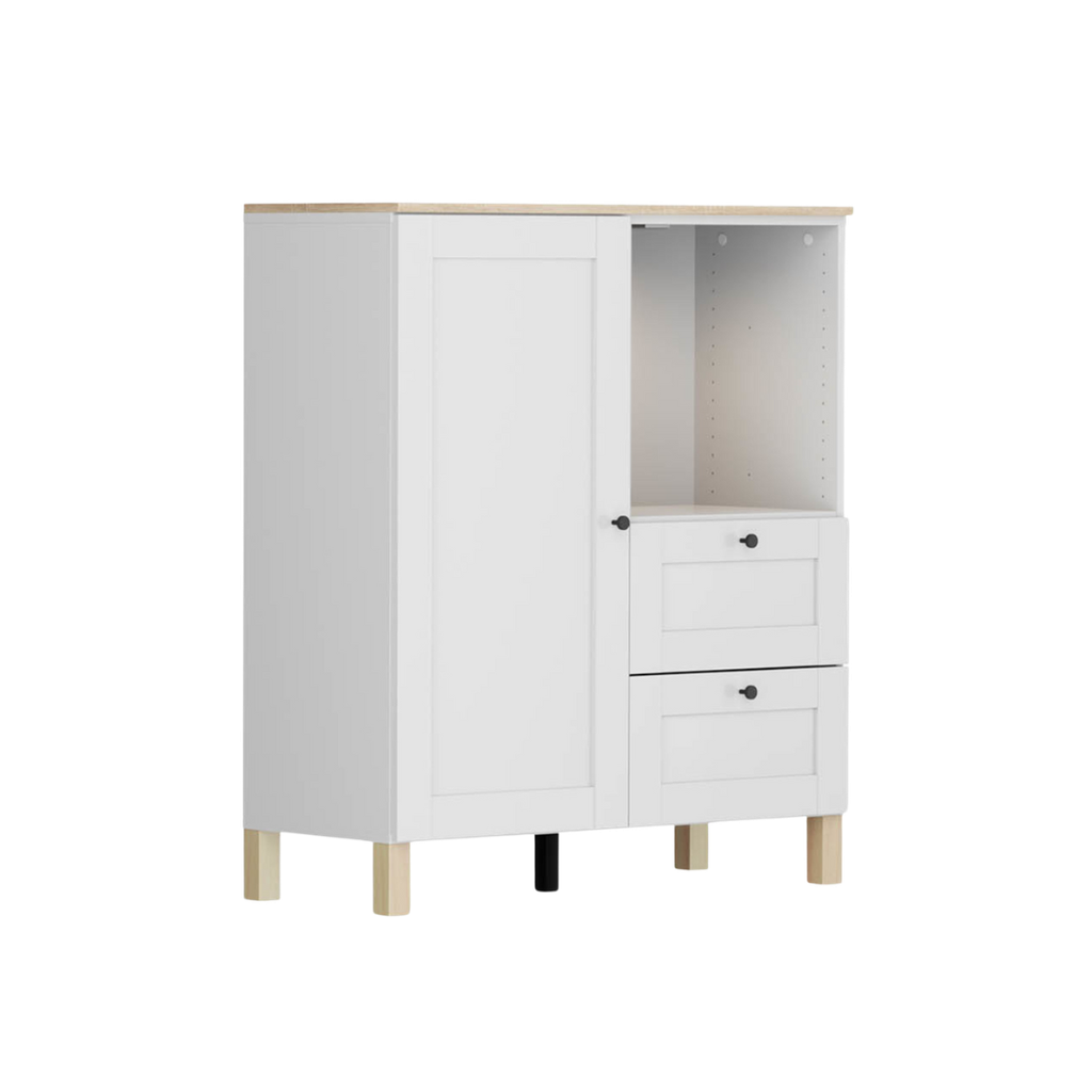 Modeo chest of drawers 100 cm with a door, 2 drawers and a white shelf