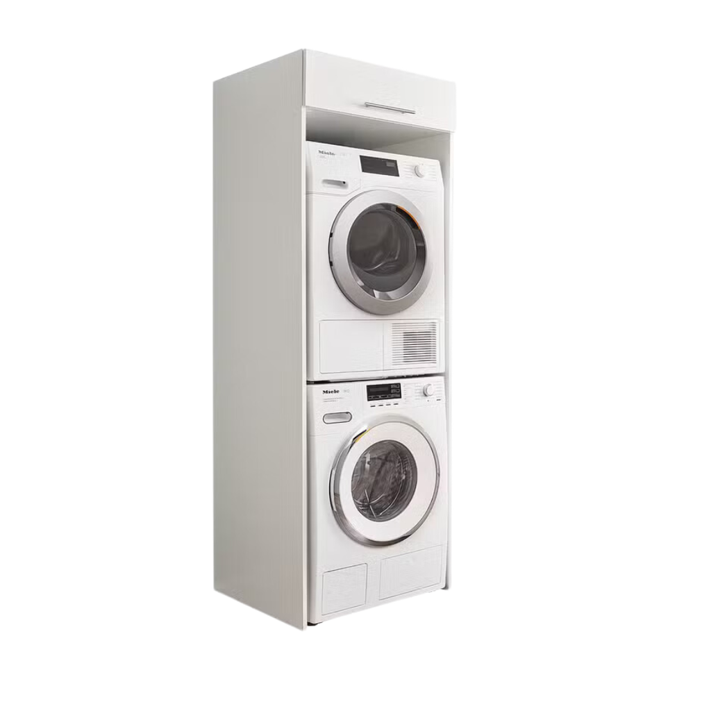 Stacking washing machine cabinet
