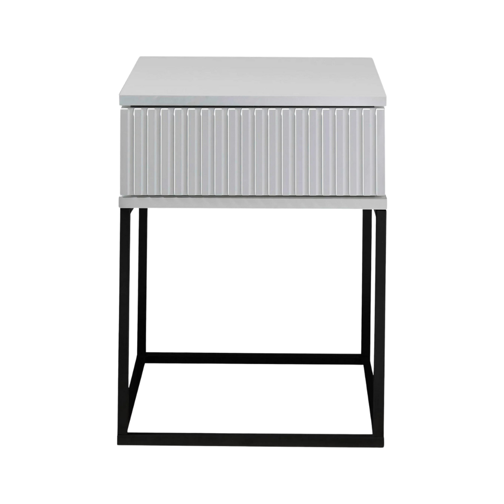 [3889417I] Marle bedside cabinet (White & black)