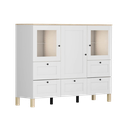 Modeo chest of drawers 150 cm, display cabinet with 3 doors and 5 drawers