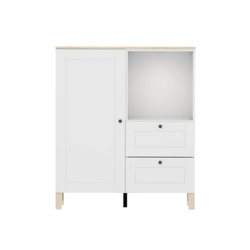 [S499-KOM/100/100/40_1A-BI/BI-BC-KPL01] Modeo chest of drawers 100 cm with a door, 2 drawers and a white shelf