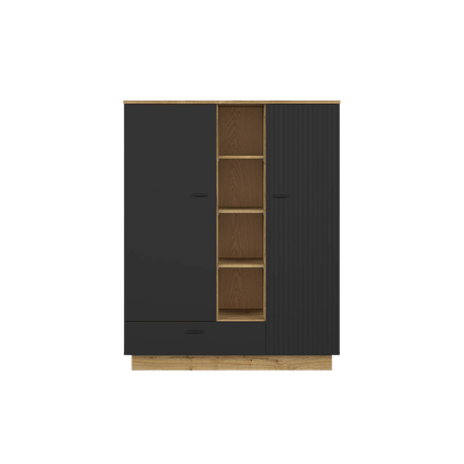 [S617-REG2D1SDWF/ CA-BC-KPL01] Zenda bookcase 117 cm with 2 doors, drawer and 4 shelves